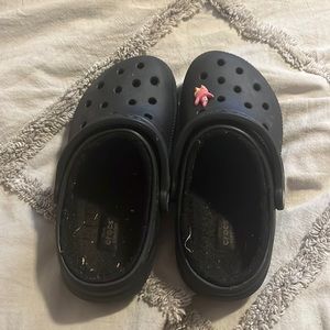 Black fuzzy crocs